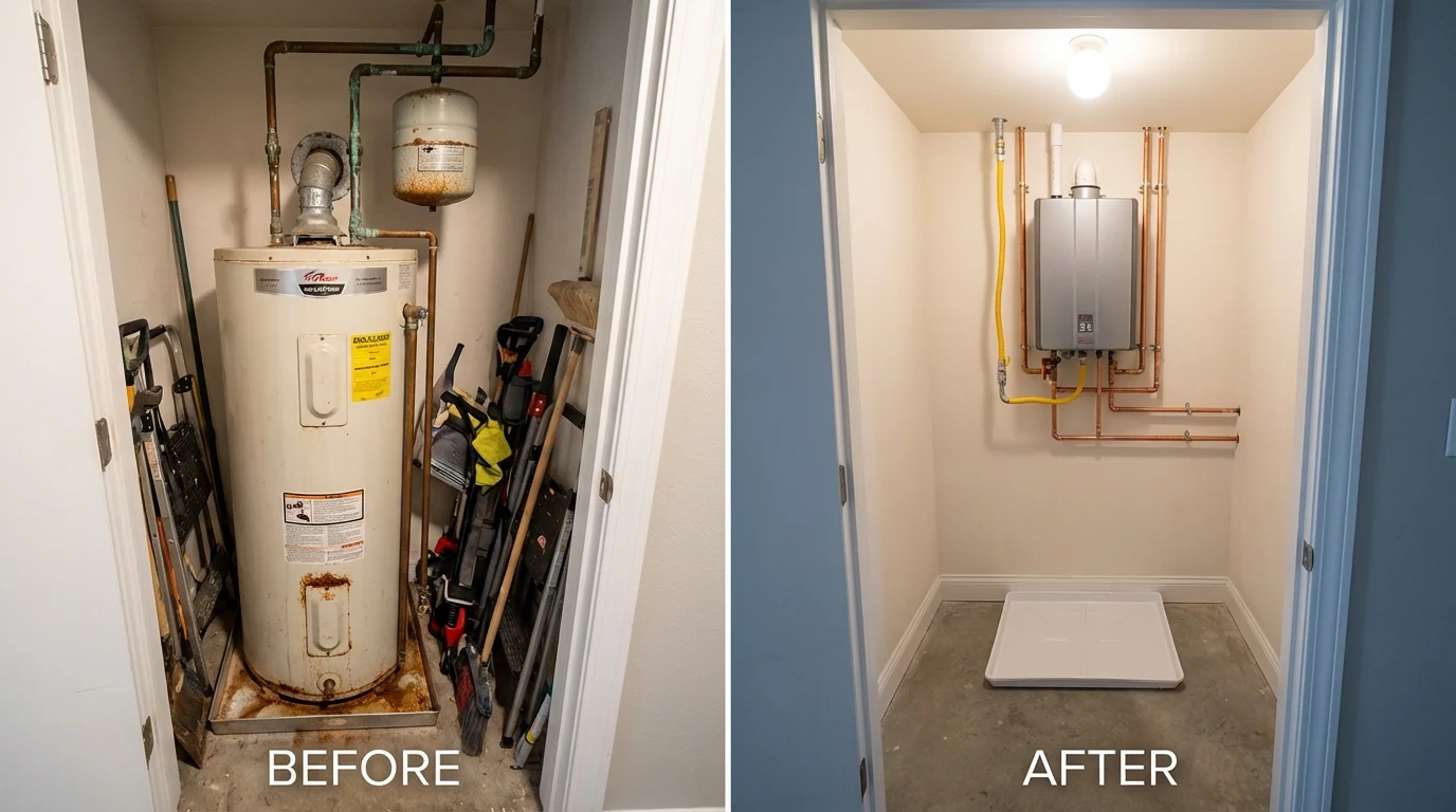 Tank water heater versus wall-mounted tankless unit comparison for Kennewick, WA homeowners